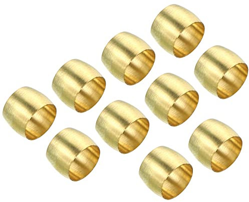 PATIKIL 6mm Tubo OD Latón Compresión Manguitos Férulas, 25 Paquete Latón Férula Montaje Latón Compresión Accesorios Surtido Kit para Aire Agua Gas Tubería