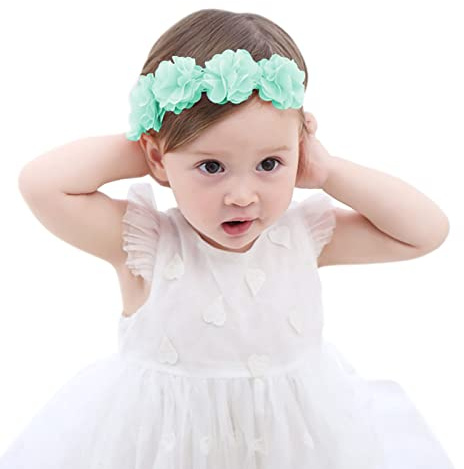 Fmeida Stirnband Baby Haarband Kinder Mädchen Stirnbänder Blumen Baby Hair Band Haarbänder Prinzessinnen-Stirnblumen Haarschmuck Floral neugeborenen (Grün)