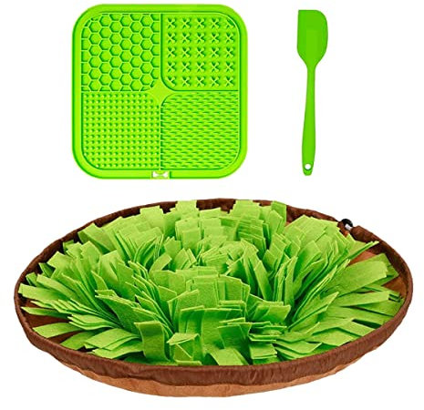 Aqkwf 3er Pack Schnüffelteppich Für Hunde, Schleckmatte Hund und Silicone Spatula, Hundespielzeug Zum Ausgraben, Kann Langeweile und Stress Lindern, Wiederwaschbar und Wiederverwendbar
