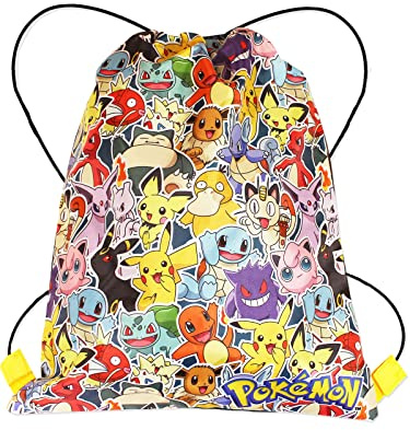 Pokemon - Bolsa de natación para niños, con cordón, para deportes, escuela, gimnasia o zapatillas con Charizard y Pikachu., Multicolor
