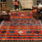 WAHIKASKI Teppich Wohnzimmer 160 x 230 cm, Klassischer Vintage Heimdeko, Waschbar Anti-Rutsch Unterseite, Geometrie-Streifendesign, Tiefes Orangegelb, Kurzflor Teppich FüR Schalfzimmer, Pflegeleicht.