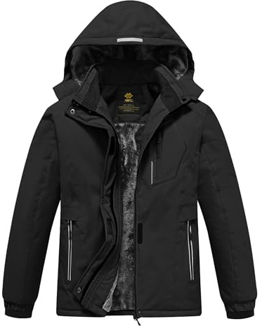 MoFiz Chaquetas Niña Invierno Chaqueta de Esquí Nina Chaqueta Ski Junior Abrigos Invierno Ski Jacket con Capucha Negro M