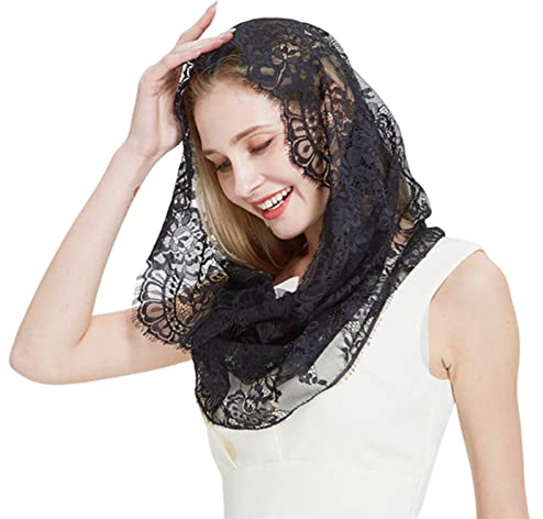 BYUTFA Velo Mantilla Velo de Iglesia Católica Cubierta de Encaje para la Cabeza Velo de Misa para Mujeres Velo de Misa Latino Velo de Capilla de Misa Velo de Misa