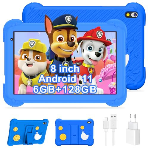 YUMBOT Tablet para Niños 8 Pulgadas Android 11,6GB RAM 128GB ROM(256GB Escalable),Tablet Niños con Control Parental,4000 mAh,FHD 1280x800,WiFi,con Funda,Azul