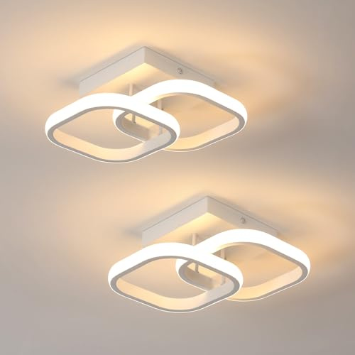 Comely Pack de 2 Plafones LED de Techo 24 W 2700 LM – 24 cm, Luz Cálida 3000 K, Lámparas de Techo Cuadradas Blancas para Dormitorio, Pasillo y Cocina