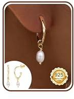 DOCHAIS 925 Silver 14K Gold Plated Huggie Hoop Earring for Women - Small Gold Hoops with Pearl, Butterfly, Hamsa, Star Charms | Elegant lightweight Drop and Dangle Earring, Jewelry Gift & Daily Wear.