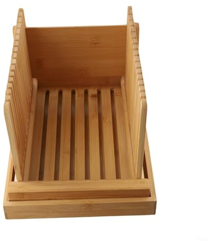HEBEOT Tagliere per pane in legno, regolabile, guida per affettare il pane, pieghevole, per cucina, 32 x 21,2 x 19,5 cm (orizzontale)