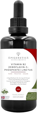 Vitamin B2 (Riboflavin 5’-Phosphate) Linctus 100ml | Riboflavin 2.3mg, Purified Water, Glycerine | Premium Protective Miron Violet Glass | UK Made Vegan Friendly Liquid
