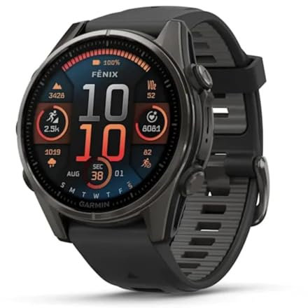 Garmin Bright Amoled Fenix 8-43 MM | Upto 29 Days of Battery Life in Smartwatch Mode | 24/7 Heath and Wealth Monitoring Built-in Speaker, Microphone and LED Flashlight