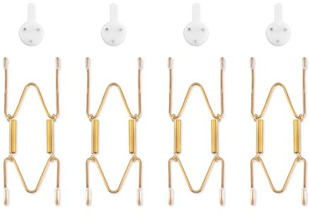 Bilillo 4 Pack Plate Hangers for the Wall, Suitable for 4-5 inch Art Plate, Stainless Steel Invisible Heavy Duty Wire Plate Holder with Wall Hooks, Plate Hangers for Displaying Plates