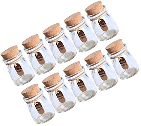 PRETYZOOM Frascos De Vidrio Para Regalos 100ml Con Tapa De Corcho Frascos De Boticario Con Etiquetas y Cuerda Para Bodas Fiestas y Decoración 10 Piezas