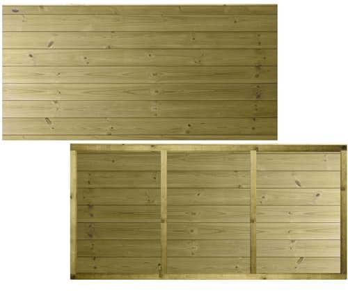 Ultimate Horizontal T&G 6x3ft (W: 6ft x H: 3ft) Capped Decorative Garden Fence Panel Fully Framed Strong Treated Interlocked Tongue & Groove Smooth Boards Width 1828mm x Height: 900mm