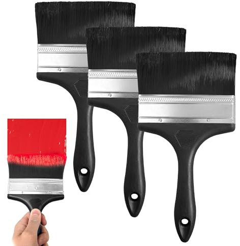 SOL 3pk 5 Inch Paint Brush Wide Paintbrushes Decorating Tool for Fences Masonry Tool Set for Walls Decking Sheds Exterior Surfaces DIY Home Projects Durable Bristles Smooth Finish
