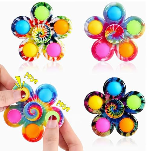 SSKHE Fidget Spinner Pop Jouets Lot de 4,Soulagement Stress Jouets Sensoriels, Spinner Bebe Portable,Cadeaux Amusants pour Enfants et Adultes.