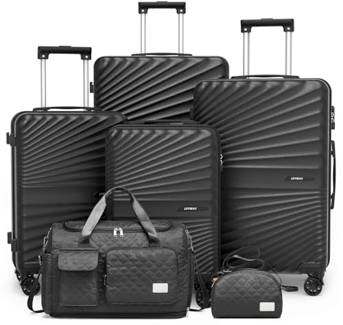 Joyway 6 PCS Juego de Maletas, ABS Set de Trolley Viaje Rígidas(46/56/66/75cm), Maleta de Cabina Ligero Duradero con 4 Ruedas Dobles Giratorias y Cerradura TSA Incluye Bolsa de Viaje y Neceser