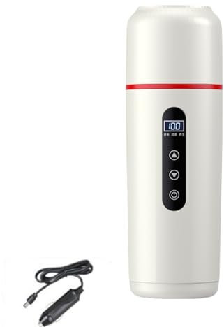 Hervidor eléctrico de viaje de 500 ml con pantalla de temperatura en tiempo real compatible con tomas de corriente USB de 5 V y 12 V/24 V