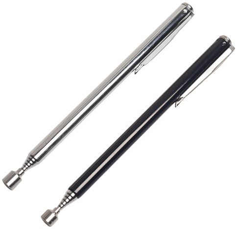 2 piezas Barra Magnética Telescópica, Imanes telescópicos de varilla magnética, Herramienta Recogedor Magnético, agarrador magnético para tornillos, tuercas (Negro y plateado)