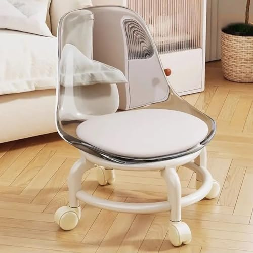 Taburete rodante con asiento acrílico giratorio de 360 grados y ruedas para el hogar, oficina, garaje, jardín, fitness y masaje
