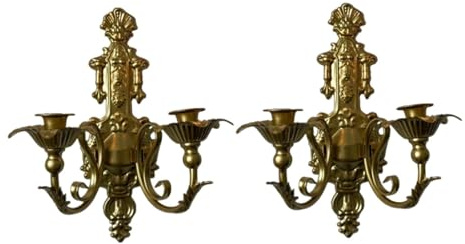 Milageto 2 Pieces Candle Sconce Ornament Wall Mounted Home Parties Tabletop Stand Decoration Banquet Table Centerpiece Candle Holder, Gold