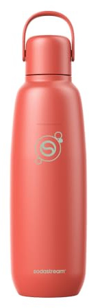 sodastream Fizz & Go Stainless Steel, 0.9L Double Insulated Carbonated Drinks Bottle, Keeps Hot or Cold For 12hrs, Compatible with Sparkling Water Machine, Fizzy Water Bottle, Papaya Red