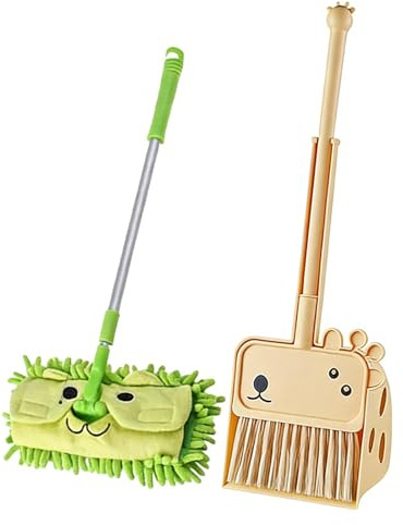 Set con Escoba y recogedor - Juego Realista e Interactivo de Limpiador,Juguetes de Limpieza Infantiles | para Niños, Niñas, Adolescentes, Adultos, Hogar, Dormitorio, Cocina, Navidad, Cumpleaños