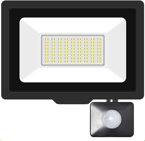 Säkerhetsljus Induktion Led Flood Light med justerbar PIR-sensor(Warm,50W)