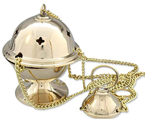 NKlaus encensoir avec chaîne Laiton Artisanale encensoir pour encens Mode Charbon de Bois sur Sable Or 1312