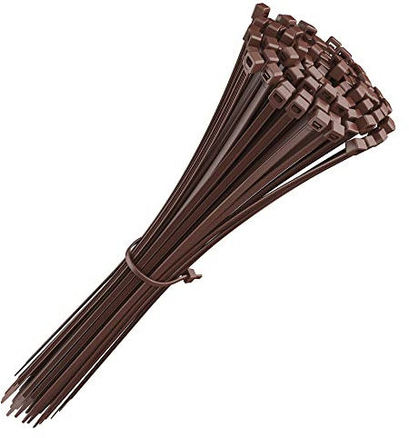 intervisio Bridas de Plastico para Cables 200mm x 4,8mm / Color Marrón / 100 Piezas de Colores Marrones