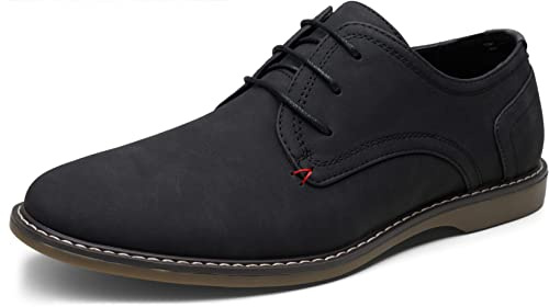 Jousen Men's Oxford Suede Business Casual Dress Shoes Plain Toe Oxfords Classic Formal Derby Shoes (AMY615 Black 11)