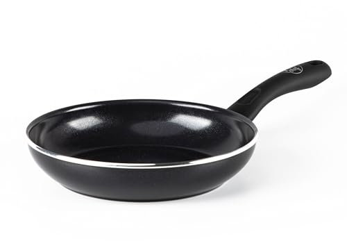 GreenChef Diamond Padella in Ceramica Antiaderente da 20 cm, Padella per Uova, Senza PFAS, Adatta all'Induzione, Sicura al Forno fino a 160˚C, Lavabile in Lavastoviglie, Nero