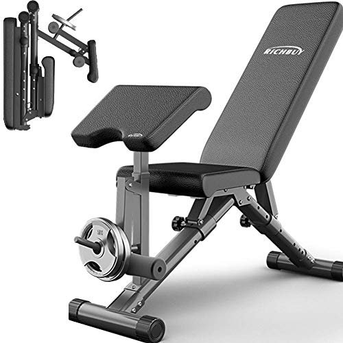 XBSLJ Hantelbank Hantelbank mit Beinstrecker und Beinbeugung, Faltbare Vielseitigkeitstrainingsbank, voll einstellbare Krafttrainingsausrüstung