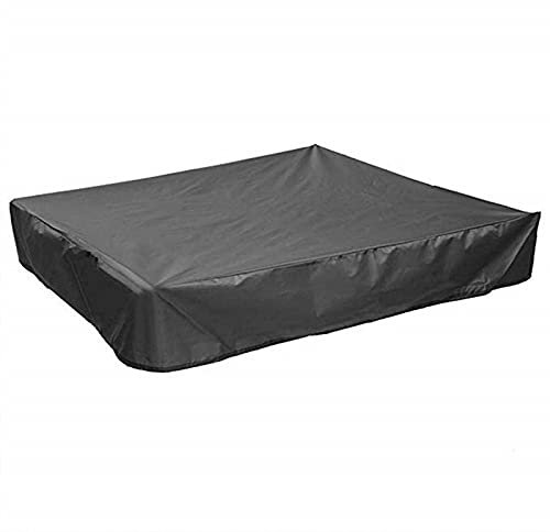 Copertura per sabbiera, quadrata, con coulisse, in tessuto Oxford, impermeabile, anti UV, per sabbiera, giocattoli, piscina e mobili (nero, 150 x 150 cm)