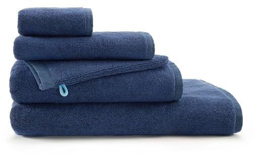 Bassetti GranFoulard Frottee-Set New Shades Doubleface Gästehandtuch + Handtuch aus 100 % reiner Baumwolle, Jacquard, Blau B1