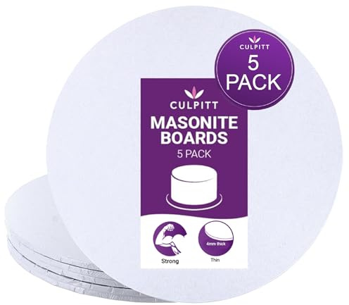 Culpitt 14 White Masonite Cake Board, Strong Round Cake Board, Cake Drum, 4mm Thick, 355mm, 14 Inch - Pack of 5