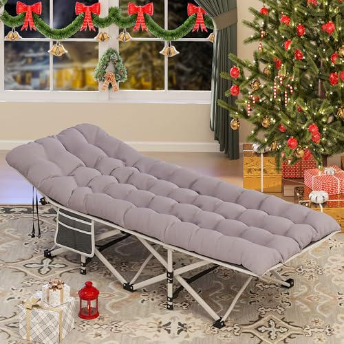 YITAHOME Lit de Camping Pliant pour Adultes, lit de Camp Portable Extra Large et Robuste de 72 cm, lit de Couchage Confortable avec capacité de 300 kg pour Voyage/Bureau/extérieur, Gris