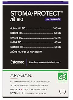 ARAGAN StomaProtect Bio - Complément Alimentaire Digestion - Guimauve, Mélisse, Banane, Papaye et Grenade - 5 à 14 jours de prise - Fabriqué en France