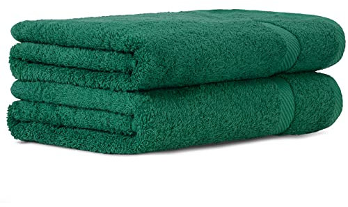 Luckytowel 2er Duschtuch Set 100% Baumwolle, 70x140cm Handtücher, 2er Pack Badetuch Grün