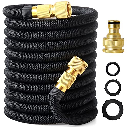 Expandable Garden Hose,Water Hosepipe Retractable Flexible Never Kink Hose Pipe for Pet & Car Washing, Cleaning, Watering Lawn and Garden(Reaching 100FT After Expansion) (100FT)