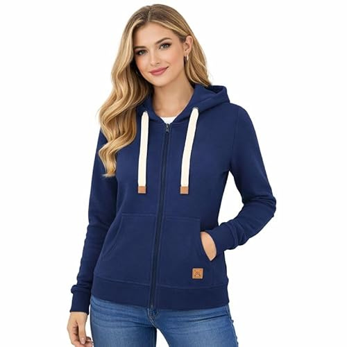 Blu Apparel Womens Zip Hoodies Extra Warm women's Zipped Hoodie Ladies Plain Hoodie Winter Warm Fleece Zip Up Sweatshirt Activewear