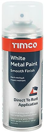 Timco - Pintura metálica blanca – Acabado liso (tamaño 380 ml – 1 cada uno)