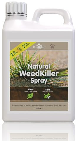 KinderPet Eco Weed Killer Organic Chemical Free WeedKiller 2.5L Refill Glyphosate Free Targets Paths Patios Driveways Dandelions Perennial Weeds Pet Child Bird Wildlife Safe Organic Natural