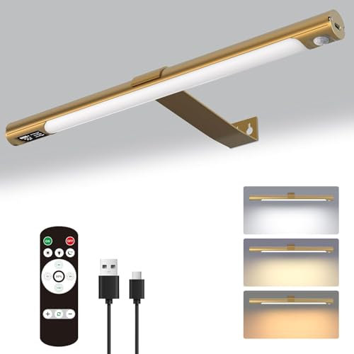Wireless Picture Lights for Wall,Battery Operated picture light with Remote Control,Rechargeable LED Painting Light,Motion Sensor Light with 3 Lighting Modes,Display Lamp for Artwork,Dartboard