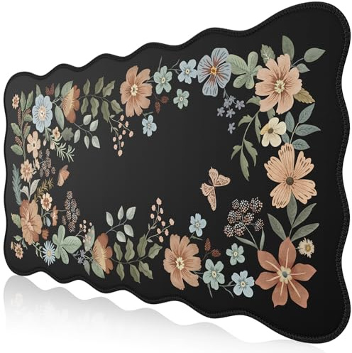 iCasso XXL Large Desk Mat, Black, Rectangular, 35.4 x 15.7 inches, Anti-Slip, Water-Resistant, Stitched Edges
