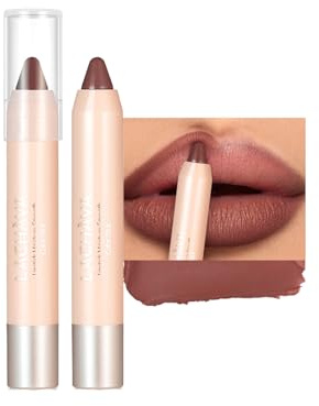 Matte Lip Crayon Nude Lipstick Pencil Velvety Creamy Matte Lip Liner Full Coverage High Pigment Waterproof Long Lasting Lipstick for Women, Non-Stick Cup Lipliner Pencil