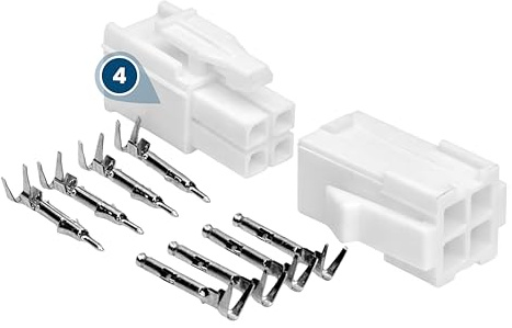 Kalitec KALI-1804 Mini-Universal MATE-N-LOK set 4-polig I elkontakt vit I polyamid 6,6 I max. Nominell ström 10,5 A I AWG 30–16 I kontakt för belysning, kretskort I -55 °C till +105 °C
