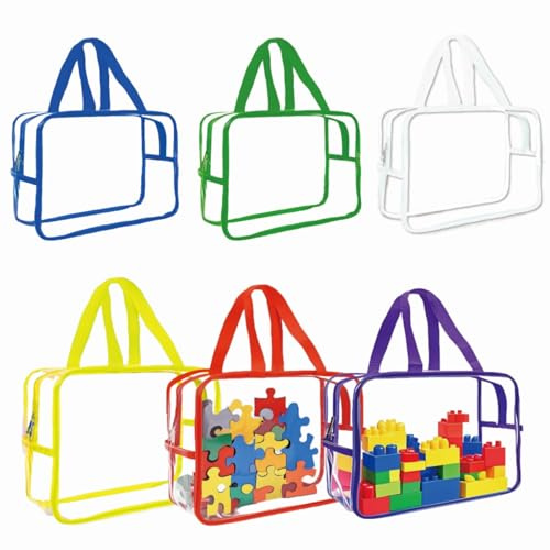 6 Packs Large Storage Bags, Organizer Bags with Double Zipper, Reusable Dust-Proof Waterproof Clear Thick PVC Bags for Books, Small Crafts