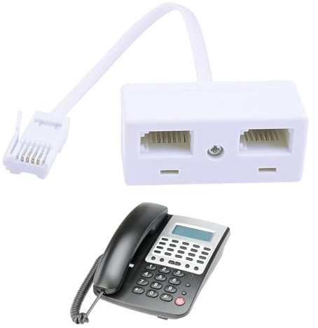 Watlikeup BT Telephone Splitters 2 Way, RJ11 Male Plug to 2 Female Extender, UK Telephone Adapter, 120mm Cable, Compatible with Landline, Answering Machine, Dial-up Modem