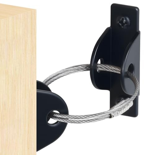 8 Set Furniture Anchors for Baby Proofing, Anti Tip Furniture Wall Anchor Metal Earthquake Straps, Wall Safety Anchor Prevent Child Pet from Falling Furniture, Black, HOME MASTER HARDWARE