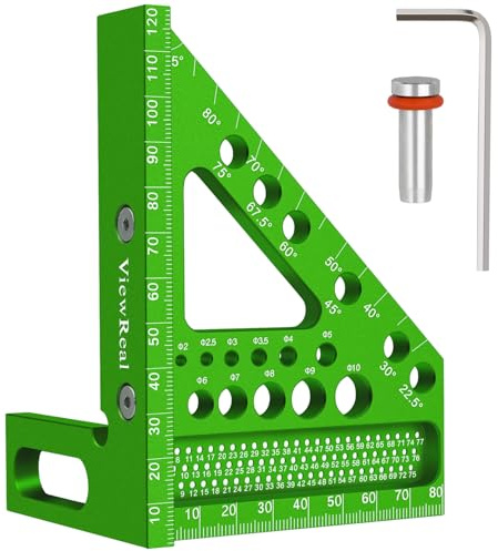 3D-Gehrungswinkel Multifunktional 22.5-90 Winkelmaß Aluminiumlegierung Hochpräzises Layout-Messwerkzeug Anreisswerkzeug Holzbearbeitungs-Messwerkzeuge für Tischler, Ingenieur Grün