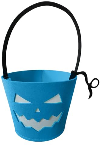 Cubo de Halloween, bolsa de truco o trato iluminada, 9.45 x 6.3 x 6.3 pulgadas, diseño luminoso reutilizable, divertido contenedor de golosinas, bolsa de fieltro fluorescente para niños, chocolates